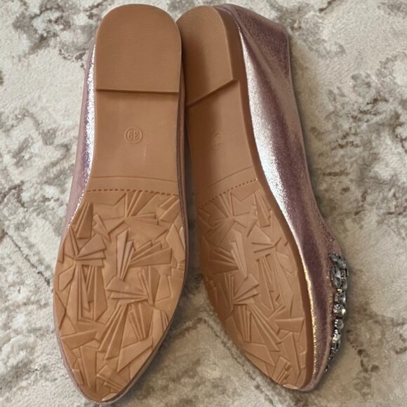 Lily Vanity Metallic Pink Blush Crystal Embellished Flats Size 39 NWOB - Picture 8 of 9